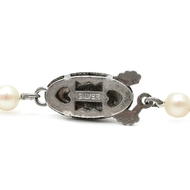 ノンブランド NON BRAND 3.7mm パール ペンダント パールホワイト パール シルバー ネックレス 真珠 アコヤ ホワイト 白 silver 47cm 一連 クラスプ オーバル型