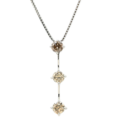 ノンブランド NON BRAND ブラウンダイヤモンド 1.00ct ペンダント プラチナシルバー Pt900 ダイヤモンド Pt850(チェーン) ネックレス 3連 ドロップ プラチナ ブリリアントカット 3石 3粒 ベネチアンチェーン