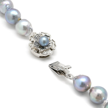 ノンブランド NON BRAND 8.5mm パール ペンダント グレー×シルバー パール シルバー ネックレス 真珠 アコヤ あこや シルバーグレイ 灰色 一連 アコヤ真珠 43.5cm オフラウンドシェイプ