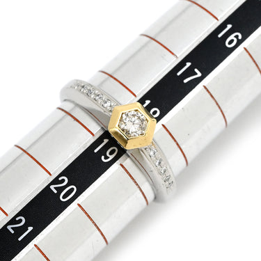 ノンブランド NON BRAND ダイヤモンド 0.28ct プラチナシルバーXイエローゴールド Pt900 K18YG ダイヤモンド リング 指輪 18K 750 YG プラチナ コンビ ダイア 18.5号