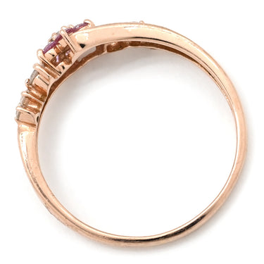 ノンブランド NON BRAND サファイア リング ピンク×ホワイト×ピンクゴールド K10PG ピンクサファイヤ ホワイトサファイヤ リング 指輪 K10 ピンクサファイア ホワイトサファイヤ 花モチーフ 16号