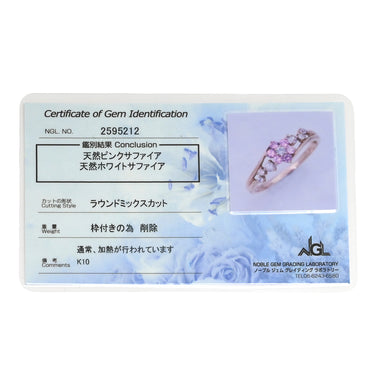 ノンブランド NON BRAND サファイア リング ピンク×ホワイト×ピンクゴールド K10PG ピンクサファイヤ ホワイトサファイヤ リング 指輪 K10 ピンクサファイア ホワイトサファイヤ 花モチーフ 16号