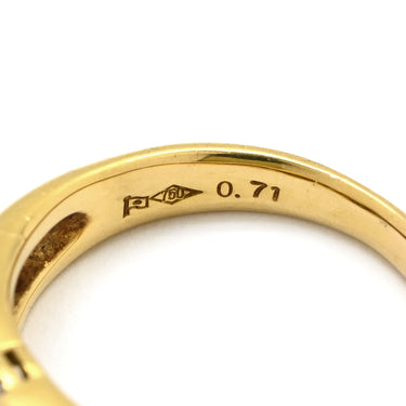 ノンブランド NON BRAND ダイヤ 0.71ct イエローゴールド K18YG ダイヤモンド リング 指輪 18K Au750 YG 一文字リング ホールマーク 14.5号