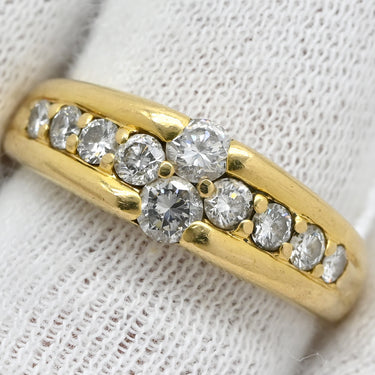 ノンブランド NON BRAND ダイヤ 0.71ct イエローゴールド K18YG ダイヤモンド リング 指輪 18K Au750 YG 一文字リング ホールマーク 14.5号