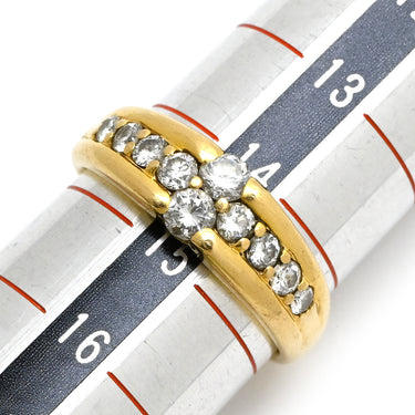 ノンブランド NON BRAND ダイヤ 0.71ct イエローゴールド K18YG ダイヤモンド リング 指輪 18K Au750 YG 一文字リング ホールマーク 14.5号