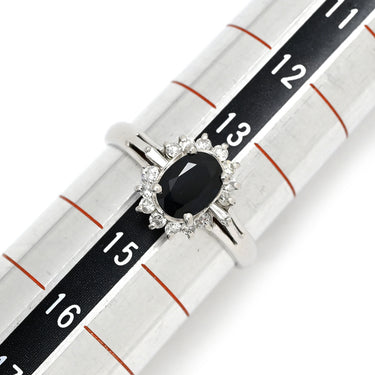 ノンブランド NON BRAND ブルーサファイア 0.81ct ダイヤモンド プラチナシルバー Pt850 サファイア ダイヤモンド リング 指輪 青 ブルー Pt850 オーバルミックスカット 1石 14号