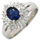 ノンブランド NON BRAND ブルーサファイア 0.66ct ダイヤ 0.28ct ブルー×プラチナシルバー Pt900 サファイア ダイヤモンド リング 指輪 青 Pt900 プラチナ オーバル ヘイロー 花 10号