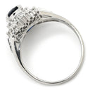 ノンブランド NON BRAND ブルーサファイア 0.66ct ダイヤ 0.28ct ブルー×プラチナシルバー Pt900 サファイア ダイヤモンド リング 指輪 青 Pt900 プラチナ オーバル ヘイロー 花 10号