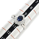 ノンブランド NON BRAND ブルーサファイア 0.66ct ダイヤ 0.28ct ブルー×プラチナシルバー Pt900 サファイア ダイヤモンド リング 指輪 青 Pt900 プラチナ オーバル ヘイロー 花 10号