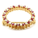 ノンブランド NON BRAND ルビー ダイヤ サークルブローチ イエローゴールド K18YG ルビー ダイヤモンド ブローチ Au750 YG 円形 ラウンド リース型