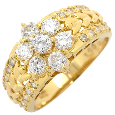 ノンブランド NON BRAND ダイヤモンド 1.00ct イエローゴールド K18YG ダイヤモンド リング 指輪 ブリリアントカット 18K 750 YG フラワーモチーフ 11号