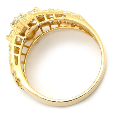 ノンブランド NON BRAND ダイヤモンド 1.00ct イエローゴールド K18YG ダイヤモンド リング 指輪 ブリリアントカット 18K 750 YG フラワーモチーフ 11号