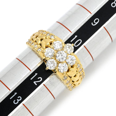 ノンブランド NON BRAND ダイヤモンド 1.00ct イエローゴールド K18YG ダイヤモンド リング 指輪 ブリリアントカット 18K 750 YG フラワーモチーフ 11号