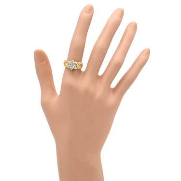ノンブランド NON BRAND ダイヤモンド 1.00ct イエローゴールド K18YG ダイヤモンド リング 指輪 ブリリアントカット 18K 750 YG フラワーモチーフ 11号