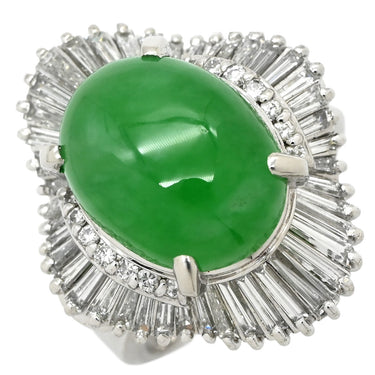 ノンブランド NON BRAND ヒスイ 6.81ct ダイヤモンド プラチナシルバー Pt900 ヒスイ ダイヤモンド リング 指輪 緑 グリーン 翡翠 ひすい ジェダイト プラチナ900 テーパー 13号