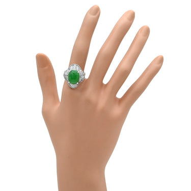 ノンブランド NON BRAND ヒスイ 6.81ct ダイヤモンド プラチナシルバー Pt900 ヒスイ ダイヤモンド リング 指輪 緑 グリーン 翡翠 ひすい ジェダイト プラチナ900 テーパー 13号