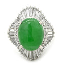 ノンブランド NON BRAND ヒスイ 6.81ct ダイヤモンド プラチナシルバー Pt900 ヒスイ ダイヤモンド リング 指輪 緑 グリーン 翡翠 ひすい ジェダイト プラチナ900 テーパー 13号