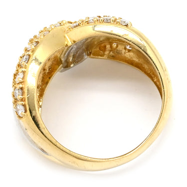 ノンブランド NON BRAND ダイヤモンド 1.01ct イエローゴールドXプラチナシルバー K18YG Pt850 ダイヤモンド リング 指輪 パヴェダイヤ 18K 750 YG プラチナ コンビ ダイア 10.5号