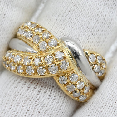 ノンブランド NON BRAND ダイヤモンド 1.01ct イエローゴールドXプラチナシルバー K18YG Pt850 ダイヤモンド リング 指輪 パヴェダイヤ 18K 750 YG プラチナ コンビ ダイア 10.5号