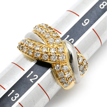 ノンブランド NON BRAND ダイヤモンド 1.01ct イエローゴールドXプラチナシルバー K18YG Pt850 ダイヤモンド リング 指輪 パヴェダイヤ 18K 750 YG プラチナ コンビ ダイア 10.5号