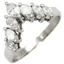 ノンブランド NON BRAND ダイヤ 0.80ct プラチナシルバー Pt900 ダイヤモンド リング 指輪 Pt900 プラチナ 7P 7石 7粒 パヴェ メレ V字デザイン Vライン マーキスカット 14号