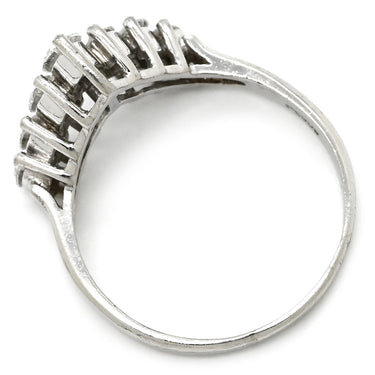 ノンブランド NON BRAND ダイヤ 0.80ct プラチナシルバー Pt900 ダイヤモンド リング 指輪 Pt900 プラチナ 7P 7石 7粒 パヴェ メレ V字デザイン Vライン マーキスカット 14号