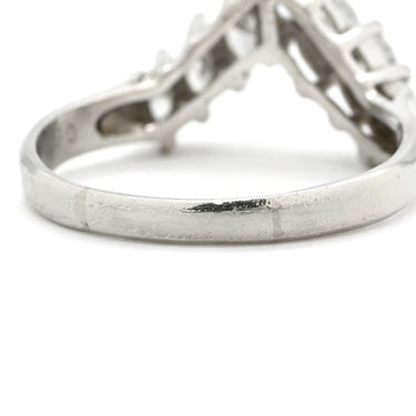ノンブランド NON BRAND ダイヤ 0.80ct プラチナシルバー Pt900 ダイヤモンド リング 指輪 Pt900 プラチナ 7P 7石 7粒 パヴェ メレ V字デザイン Vライン マーキスカット 14号