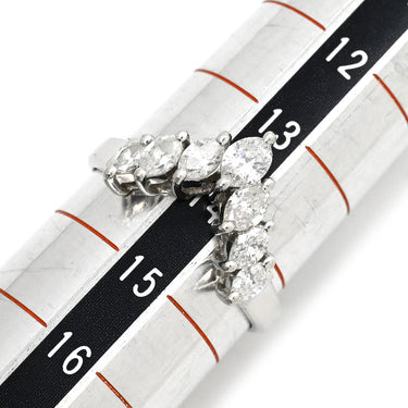 ノンブランド NON BRAND ダイヤ 0.80ct プラチナシルバー Pt900 ダイヤモンド リング 指輪 Pt900 プラチナ 7P 7石 7粒 パヴェ メレ V字デザイン Vライン マーキスカット 14号