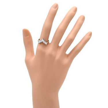 ノンブランド NON BRAND ダイヤ 0.80ct プラチナシルバー Pt900 ダイヤモンド リング 指輪 Pt900 プラチナ 7P 7石 7粒 パヴェ メレ V字デザイン Vライン マーキスカット 14号