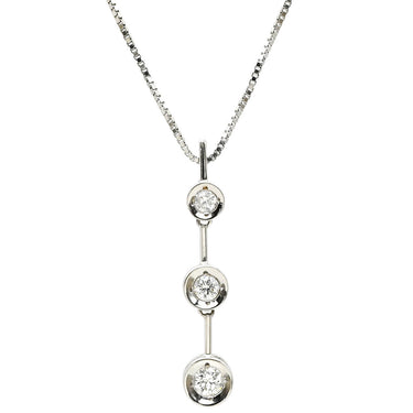 ノンブランド NON BRAND ダイヤモンド 0.30ct ペンダント ホワイトゴールド K14WG ダイヤモンド ネックレス 3連 ドロップ 585 14K WG ブリリアントカット 3石 3粒 ベネチアンチェーン