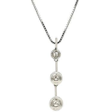 ノンブランド NON BRAND ダイヤモンド 0.30ct ペンダント ホワイトゴールド K14WG ダイヤモンド ネックレス 3連 ドロップ 585 14K WG ブリリアントカット 3石 3粒 ベネチアンチェーン