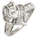 ノンブランド NON BRAND ダイヤ 1.0ct ホワイトゴールド K18WG ダイヤモンド リング 指輪 K18WG Au750 18K 18金 バイパスデザイン テーパーバゲットカット 14号