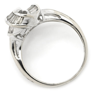 ノンブランド NON BRAND ダイヤ 1.0ct ホワイトゴールド K18WG ダイヤモンド リング 指輪 K18WG Au750 18K 18金 バイパスデザイン テーパーバゲットカット 14号