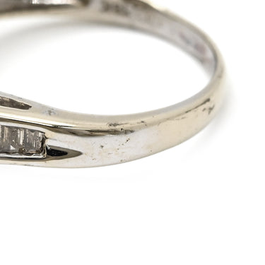 ノンブランド NON BRAND ダイヤ 1.0ct ホワイトゴールド K18WG ダイヤモンド リング 指輪 K18WG Au750 18K 18金 バイパスデザイン テーパーバゲットカット 14号