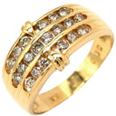 ノンブランド NON BRAND 3列 3ライン ダイヤ 0.50ct イエローゴールド K18YG ダイヤモンド リング 指輪 18K Au750 YG デザインリング 12号