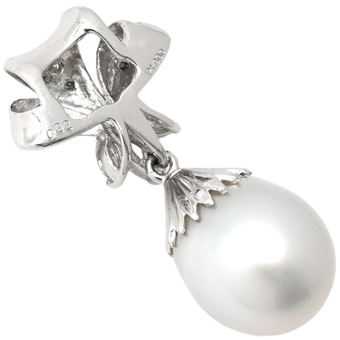 ノンブランド NON BRAND パール ダイヤ 0.22ct パールホワイト×プラチナシルバー Pt900 パール ダイヤモンド ペンダントトップ 白蝶養殖真珠 ネックレスヘッド オフラウンドシェイプ