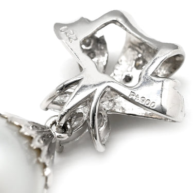 ノンブランド NON BRAND パール ダイヤ 0.22ct パールホワイト×プラチナシルバー Pt900 パール ダイヤモンド ペンダントトップ 白蝶養殖真珠 ネックレスヘッド オフラウンドシェイプ