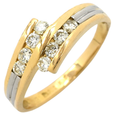 ノンブランド NON BRAND ダイヤ リング イエローゴールド×プラチナシルバー K18YG ダイヤモンド Pt900 リング 指輪 18K 750 YG PT900 ダイヤモンド 8粒 8P 8石 バイパスリング 11号