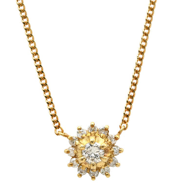 ノンブランド NON BRAND ダイヤモンド 0.22ct ペンダント イエローゴールド K18YG ダイヤモンド ネックレス 750 18K ブリリアントカット 花 フラワーモチーフ