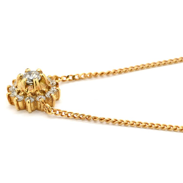 ノンブランド NON BRAND ダイヤモンド 0.22ct ペンダント イエローゴールド K18YG ダイヤモンド ネックレス 750 18K ブリリアントカット 花 フラワーモチーフ