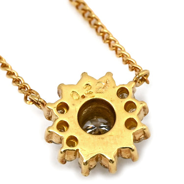 ノンブランド NON BRAND ダイヤモンド 0.22ct ペンダント イエローゴールド K18YG ダイヤモンド ネックレス 750 18K ブリリアントカット 花 フラワーモチーフ