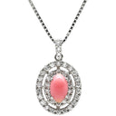 ノンブランド NON BRAND コンクパール プラチナ プラチナシルバー×ピンク Pt900 ダイヤモンド コンクパール Pt850（チェーン） ネックレス Pt900×Pt850 コンビ パヴェダイヤ ヘイロー オーバル型