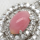 ノンブランド NON BRAND コンクパール プラチナ プラチナシルバー×ピンク Pt900 ダイヤモンド コンクパール Pt850（チェーン） ネックレス Pt900×Pt850 コンビ パヴェダイヤ ヘイロー オーバル型