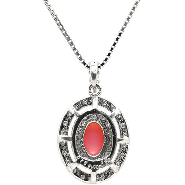 ノンブランド NON BRAND コンクパール プラチナ プラチナシルバー×ピンク Pt900 ダイヤモンド コンクパール Pt850（チェーン） ネックレス Pt900×Pt850 コンビ パヴェダイヤ ヘイロー オーバル型