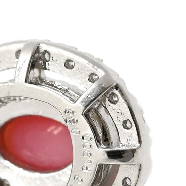 ノンブランド NON BRAND コンクパール プラチナ プラチナシルバー×ピンク Pt900 ダイヤモンド コンクパール Pt850（チェーン） ネックレス Pt900×Pt850 コンビ パヴェダイヤ ヘイロー オーバル型