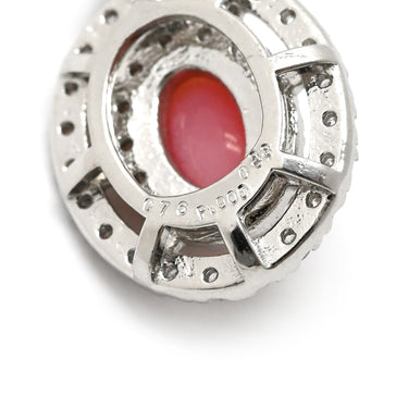 ノンブランド NON BRAND コンクパール プラチナ プラチナシルバー×ピンク Pt900 ダイヤモンド コンクパール Pt850（チェーン） ネックレス Pt900×Pt850 コンビ パヴェダイヤ ヘイロー オーバル型