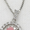 ノンブランド NON BRAND コンクパール プラチナ プラチナシルバー×ピンク Pt900 ダイヤモンド コンクパール Pt850（チェーン） ネックレス Pt900×Pt850 コンビ パヴェダイヤ ヘイロー オーバル型