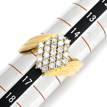 ノンブランド NON BRAND ダイヤモンド 1.04ct イエローゴールド K18YG ダイヤモンド リング 指輪 23P 23石 パヴェダイヤ18K 750 YG デザインリング 15.5号