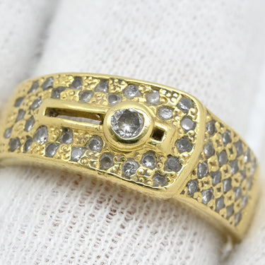 ノンブランド NON BRAND ダイヤ 0.50ct イエローゴールド K18YG ダイヤモンド リング 指輪 18K Au750 YG デザインリング 17.5号