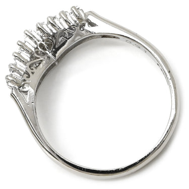 ノンブランド NON BRAND ダイヤ 0.31ct プラチナシルバー Pt900 ダイヤモンド リング 指輪 Pt900 プラチナ パヴェ メレ 2列 2重 V字デザイン Vライン テーパーバゲット 13号